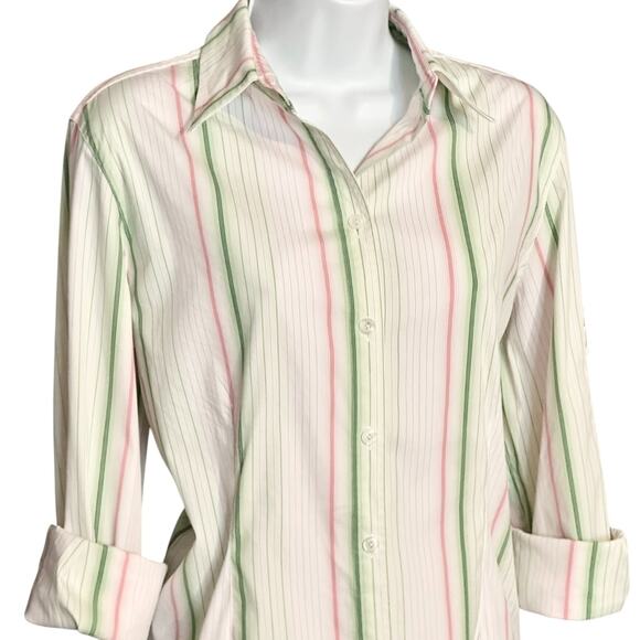 Vintage Starington Button Up Shirt Top Size 10 Long Sleeve Hipster Retro Striped - Picture 3 of 11